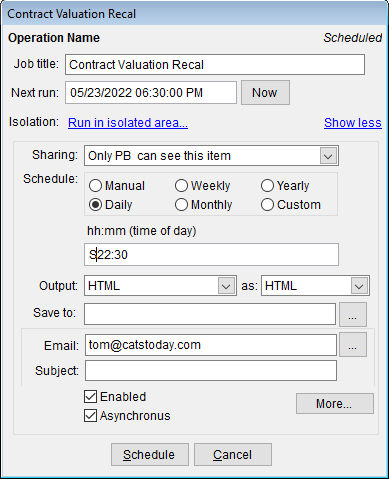 Modifying the schedule for a work item.
