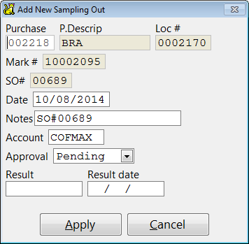 Adding or editing a sampling result entry.