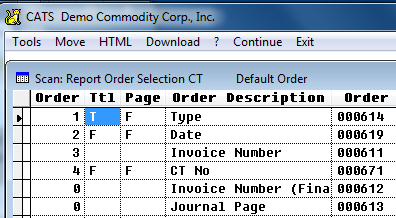 Sample order for transaction report types.