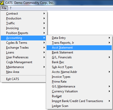 Accessing the Account Statement report.
