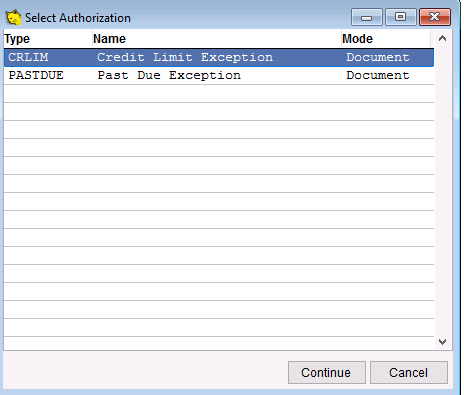 Add an authorization and select the type.