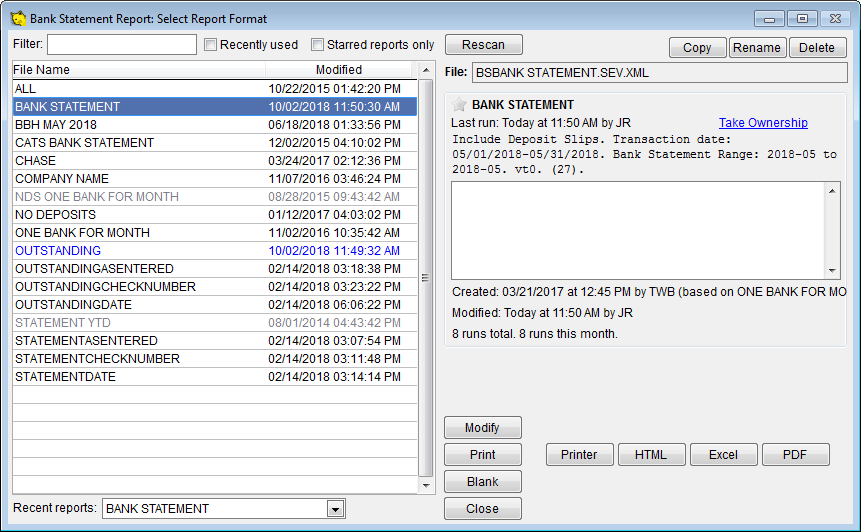 Select report format
