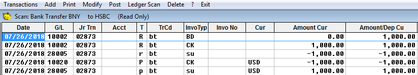 Bank transfer gird