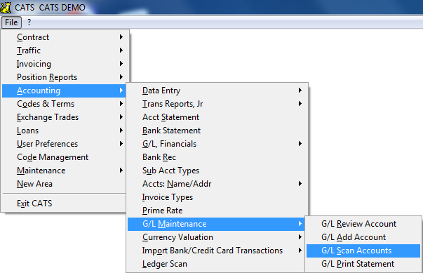 Accessing the General Ledger Number Scan