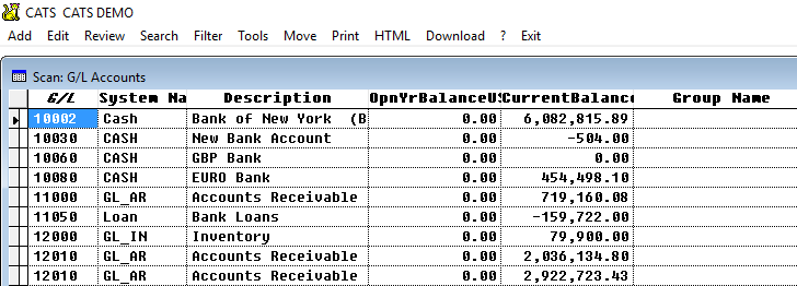 Scanning General Ledger numbers.