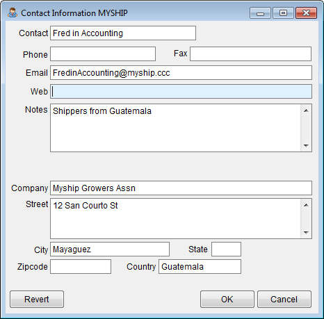 Add contact information