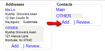 Add address or contacts
