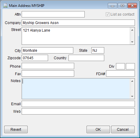 Add Main Address