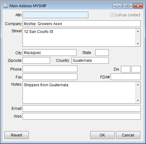 Edit main address.