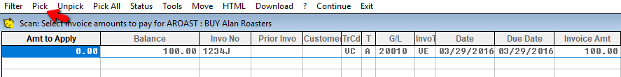 Pick an invoice to pay.