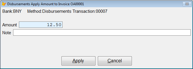 Apply this amount to the selected invoice.