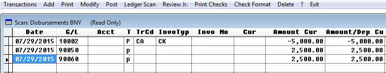 Simply G/L method disbursement.