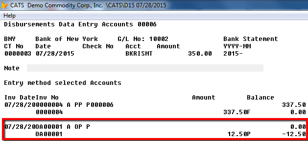 The current amount applied and related invoices are shown on screen.