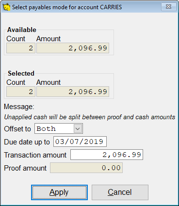 Change the transaction