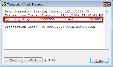 Fix Transaction Printout