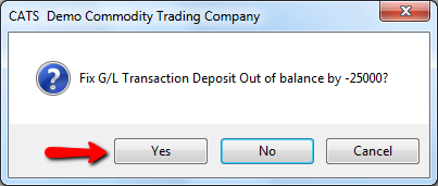 Fix Out of Balance Transaction Confirmation