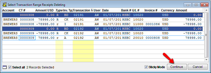Delete a Range of Transactions
