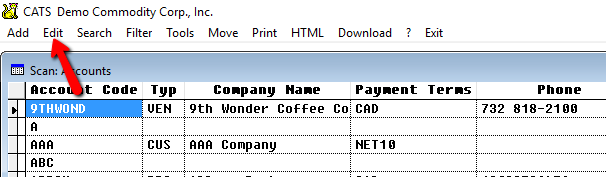 Highlight a code in the scan and pick Edit to change details.