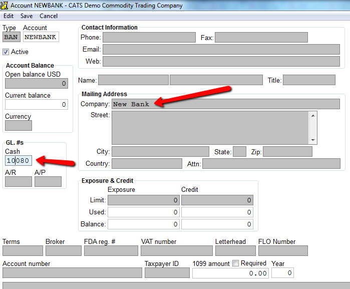 Enter the bank details in the provided fields.