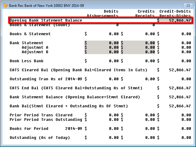 Manually enter the Opening Balance for the month