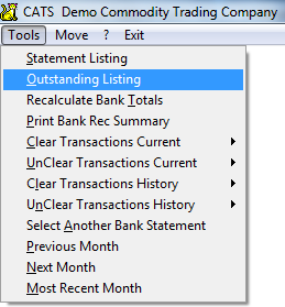 Select Outstanding Listing from the menu to print
