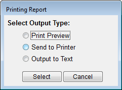 Select a print output option to continue.