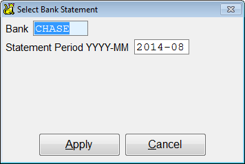 Enter the bank account and the statement period.
