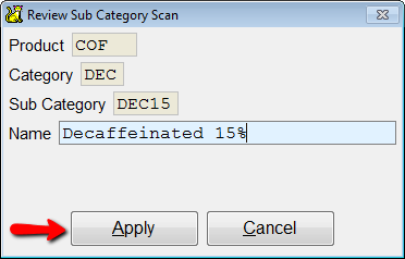 Enter Subcategory Information