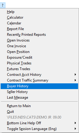 Use question mark to access buyer/seller history