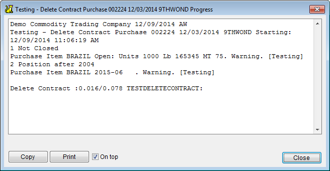 Status Check for Deletion Summary