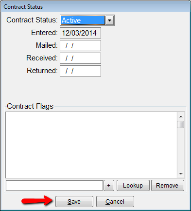 Contract Status Screen
