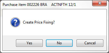 Create Price Fixing Confirmation