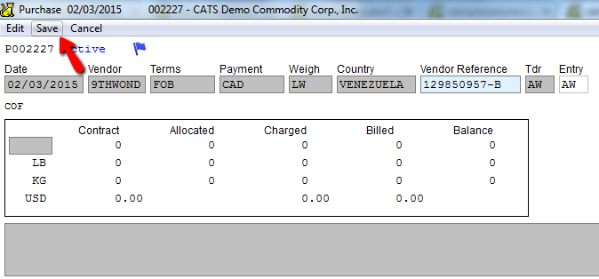 Save Completed Contract Entry