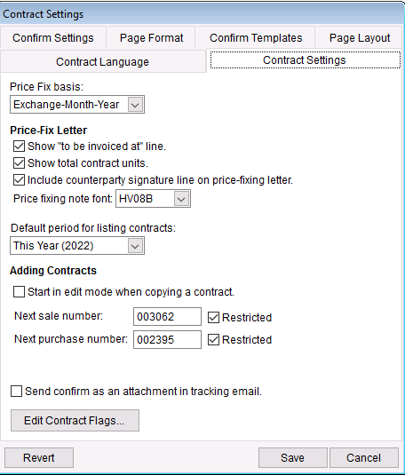 Manage flags from contract settings