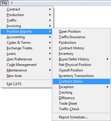 Select Position Reports, then Contract Status.