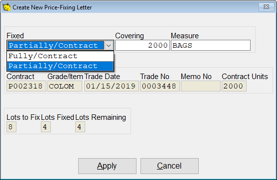 Specify partially or fully fixed