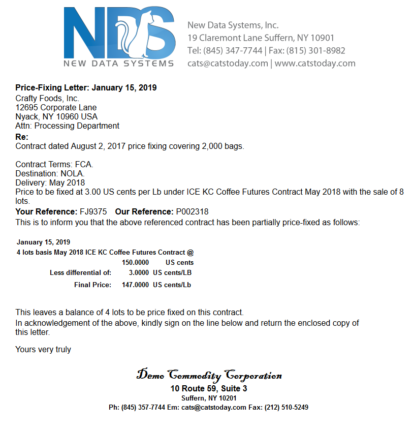 Print out of PF letter