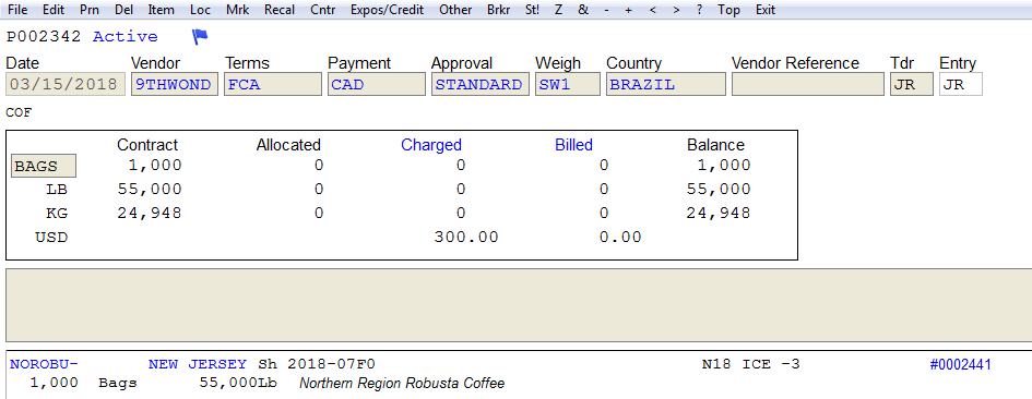For example a purchase contract