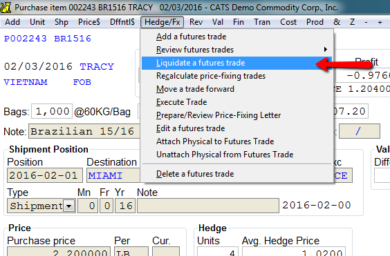 Liquidating a trade