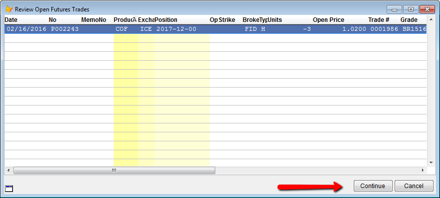 Select continue screen