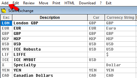Add on top menu to add exchange