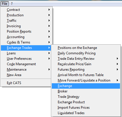 Exchange Trade Menu