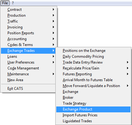 Exchange Product Menu