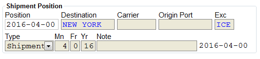 Shipment Position