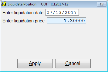 Enter liquidation date and price.
