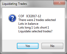 CATS message showing selected trades.