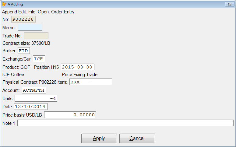 Change Date, Price, or Note on a Futures Trade