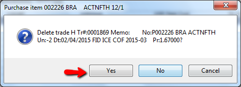 Confirm Deletion of Trade