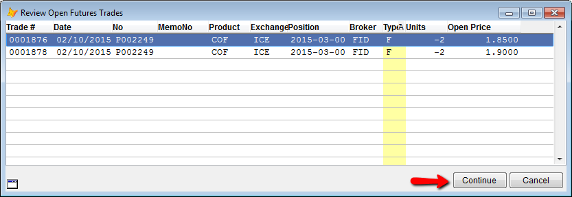 Review List of Open Trades