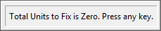 No Units to Fix Warning